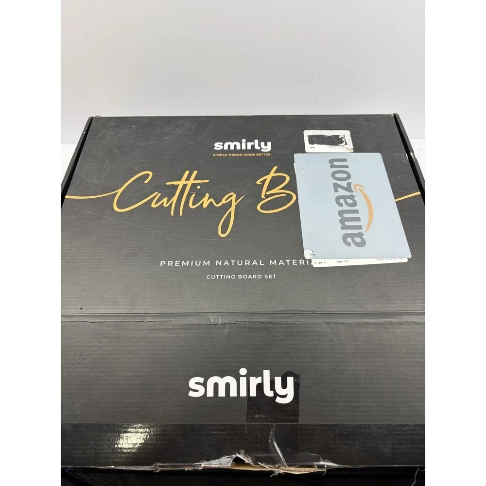 Smirly Non-Toxic Cutting Board Set 3 Piece Bamboo Juice Groove Stand Holder